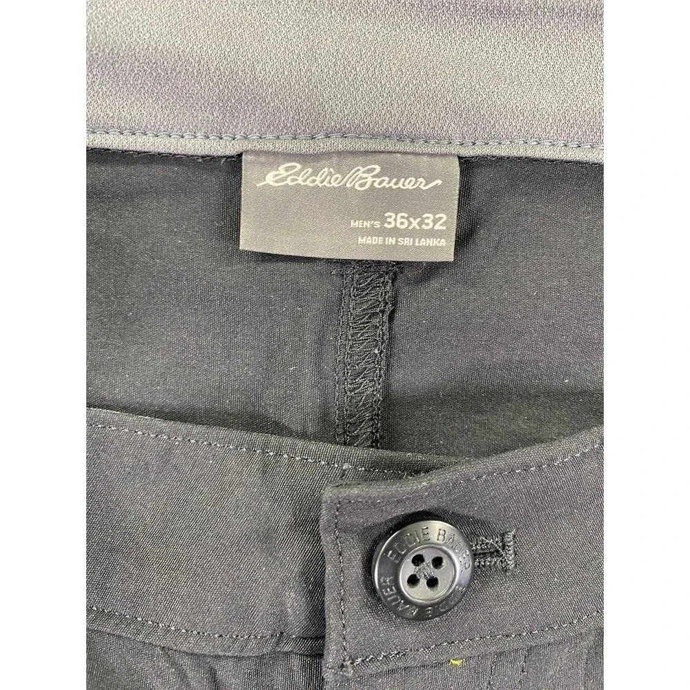 Eddie Bauer Convertible Tech Pant Mens 36x30 Black Hiking Outdoor Stretch Nylon